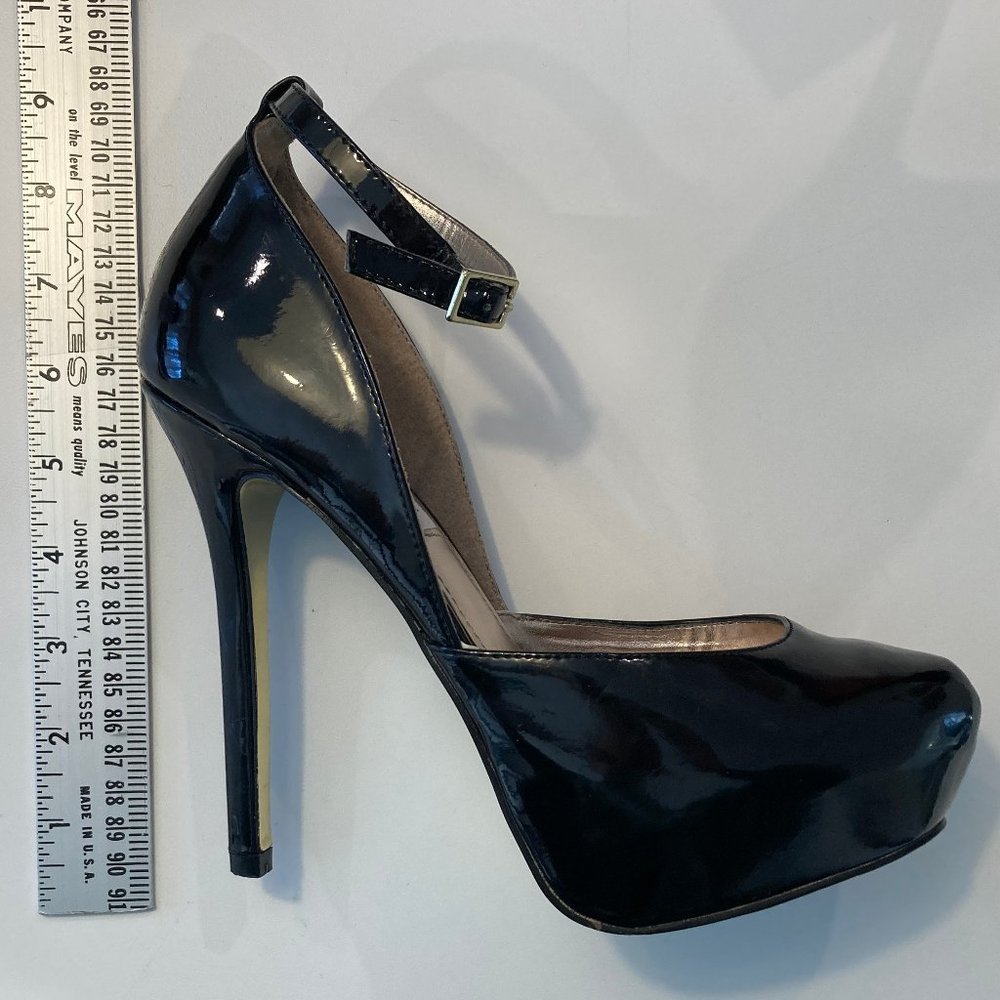 Steve Madden size 8 stilettos pump black ankle strap patent leather - Picture 3 of 8